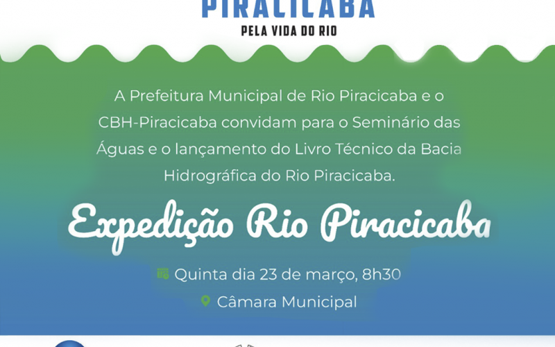 Convite Seminário das águas - Lançamento do Livro Técnico da Bacia Hidrográfica de Rio Piracicaba.