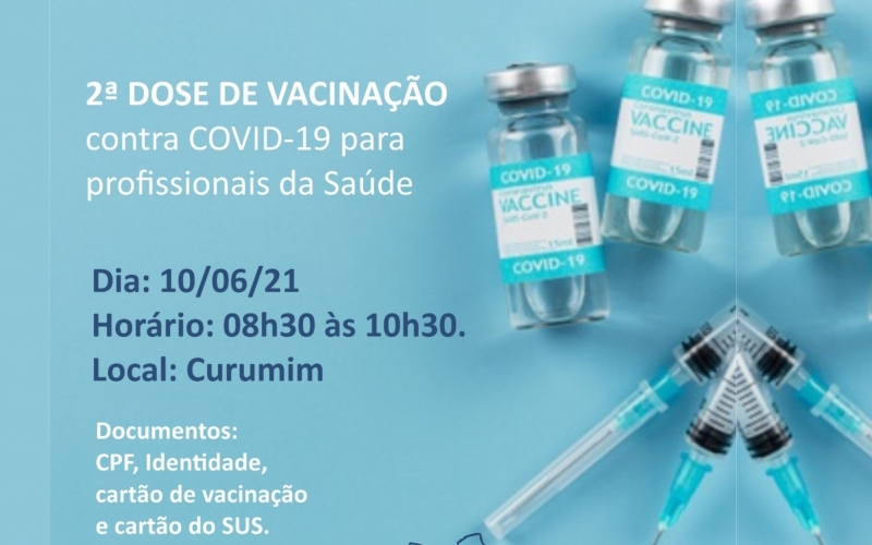 2ª Dose Vacinação Covid-19 para profissionais da Saúde
