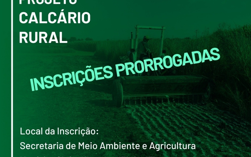 Projeto Calcário Rural, inscrições prorrogadas.