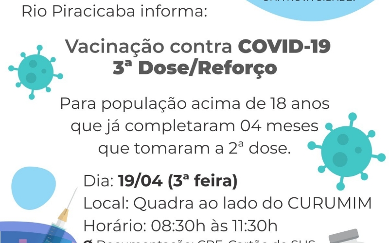 Vacinação contra COVID - 19 - 3ª Dose/Reforço