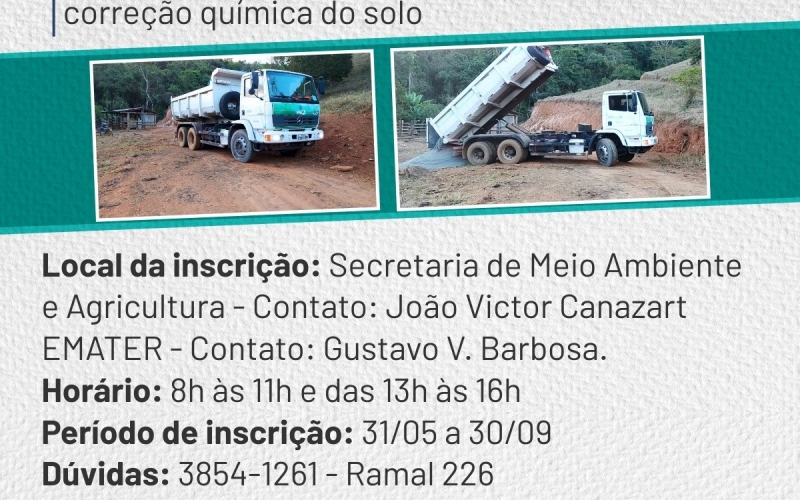 Projeto Calcário Rural para Agricultura Familiar.