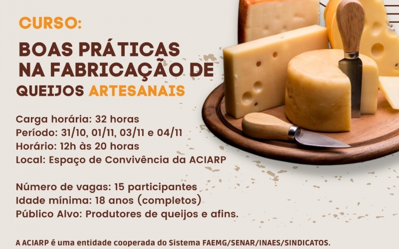 Curso Gratuito: Boas práticas na fabricação de queijos artesanais